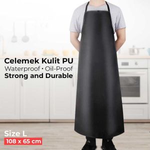 Apron Barista Florist Celemek Dapur Gaya Korea Model Panjang Saku Depan Kanvas/Katun/Leather