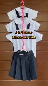2-in-1 Terno Blouse Skirt School Uniform for Girls Elementary High School | Theo Clothing