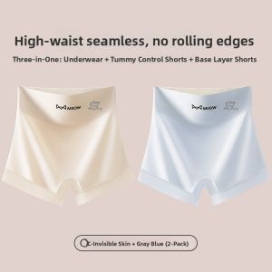 MiiOW | Ice Silk Safety Pants High Waist Short Shorts Womens Bottoming Trousers Seamless Abdomen Control Summer Fashion Leisure