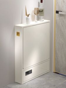 Invisible Folding Table Ultra-Thin 13cm Home Use Small Apartment Book Desk Hidden Dinner Table White Color Modern Simple Style