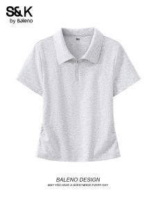 BALENO | Summer Womens Polo Shirt Gray Short Sleeve Tshirt