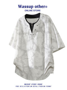 Tie-Dye Loose Breathable Half-Zip POLO Shirt