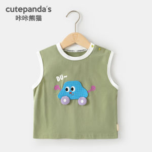 Summer Casual Print Sleeveless Vest Baby Clothes Boys Girls Childrens T-shirt New Style Infant Top round Neck Cartoon Pattern
