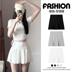 กระโปรงสั้นทรงเอเอวสูงสำหรับเล่นโยคะ ทรงสลิมฟิต ป้องกันแสง เอวยางยืด ฤดูร้อน 2025 สไตล์ใหม่ กระโปรงสั้นสไตล์วิทยาลัยสำหรับผู้หญิง