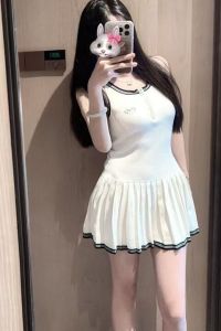 Váy Dệt Kim Không Tay Mùa Hè 2025 Mới Cho Nữ Váy Xếp Ly Thể Thao Váy Ngắn Váy Thường Ngày Váy Ngắn Váy Xếp Ly