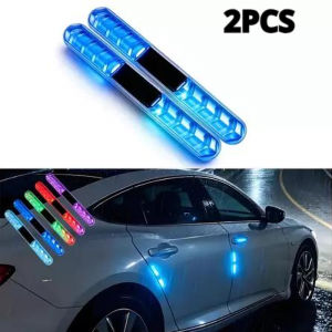 SEAMETAL | SEAMETAL 1/2/4PCS Colorful Car Door Anti-collision Warning Strip Solar LED Flashing Decorative Light Strip for Car Motorcycle