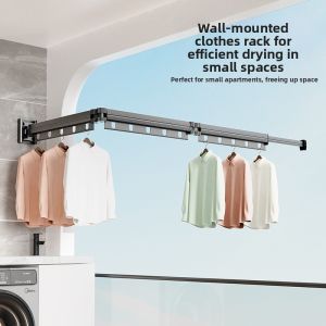 Wall-mounted Folding No-drilling Telescopic Drying Rack
