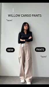 Willow Cargo Pants - Celana Kargo Linen Crinkle Highwaist - Baggy Cullote Pants