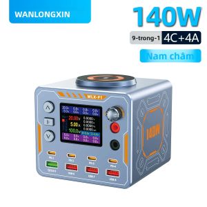 Sạc GaN USB C 140W 8 Cổng PD3.1 Sạc Nhanh Để Bàn Dành Cho iPhone 16/15/14 Samsung S24 Xiaomi - Tương Thích Với Laptop & Điện Thoại Di Động