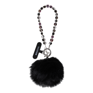 MASFEIL | Black Fox Fur Crystal Mini Anti-Loss Phone Charm