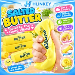 (Manila Ship) HLINKEY Realistic Butter Squishy Toy 13cm Super Soft Slow Rebound Simulation Food Stress Relief Fidget Non Sticky Kawaii Desk Decoration Gift For Kids