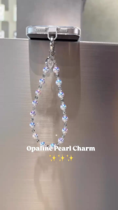 GALADO Opaline Pearl Iridescent Crystal Phone Charm