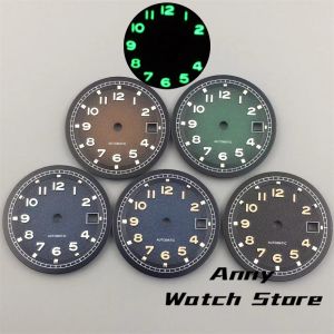 31mm Watch Dial Black Green Blue Brown Dial With C3 Green Luminous light For 2813 2824  8215 Movements Replacement Repaire Tools