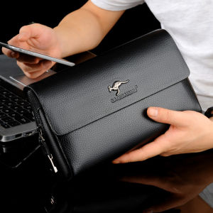 Mens Long Business Wallet PU Leather Buckle Zipper Handbag Mobile Bag Money Organizer Fashionable Casual Clutch for Men 2025