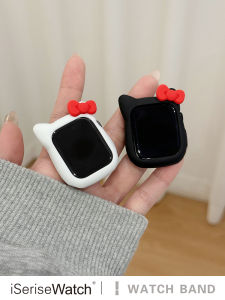 Iserisewatch Kitty Apple Watch Protective Case Anti-Fall TPU Cover Compatible with 8 7 6 5 Se Iwatch Half Wrap Soft Shell Cute Cartoon