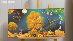 Đồng hồ tráng gương 5D cây kim tiền phong thủy tặng pin đinh móc treo