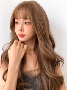 Popular wigs for women long straight hair with curly hair age reduction large waves natural fluffy air fringe wigs