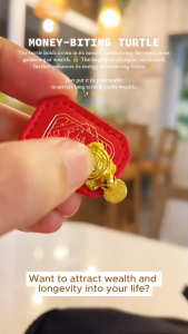 Fengshui Lucky Turtle Wallet Charm Money-biting Ornaments Decor  forProtection & prosperity With Daily Wealth For Longevity Financial Stability