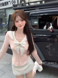 Xzy/Xin Zhengyan Slightly Oversized Girls Sweet Doll Collar Bows Shirt Womens Autumn Age-Reducing Pink Long Sleeve Tops