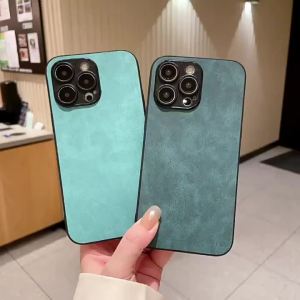 Artificial Solid Color Sheepskin Leather Business Phone Case For Xiaomi Redmi Note 11 12 13 14 15 4G 5G Pro + Shockproof Shell