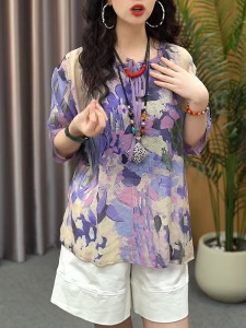 QINGNAER | Elegant Floral Shirt