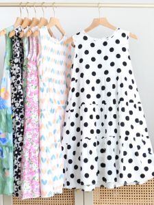 Cotton Blend Sleeveless Layered Floral Childrens Dress