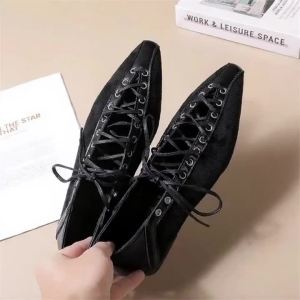 Giày Bệt Mũi Nhọn Cổ Điển Có Dây Buộc Dành Cho Nữ Phong Cách Pháp Thiết Kế Thích Hợp Giày Cao Gót Thấp Đa Năng Yếu Tố Thời Trang Giày Thường Ngày Buộc Dây Chéo