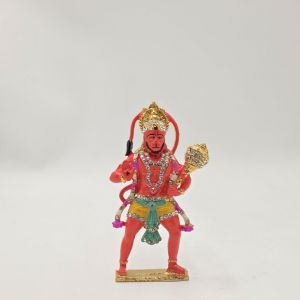 Sh127 Relicon Lord Hanuman Idol | Bajrang Bali Ashirwad Idol (Design-49) Red Metal Statue for Car Dashboard |