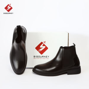 Giày Chelsea Boot Mũi Tròn Trẻ Trung SIGOURNEY Chất Da Bò Màu Đen Trơn BOOTS-02 Bảo Hành 18 Tháng