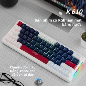 Bàn Phím Cơ Chơi Game NexusClick K610 RGB Có Đèn Nền Bố Cục Nhỏ Gọn Ba Chế Độ Switch Xanh Dương Dành Cho Game Thủ Văn Phòng Du Lịch