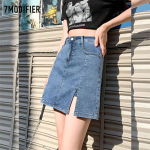 7.Modifier | Chân Váy Jeans Ôm Dáng A Cao Waisted Có Khe Thời Trang Đa Năng