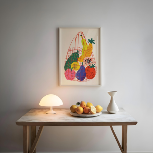 Folder Art Print Colorful Fruit Bag Canvas Wall Art Kitchen Dining Decor Unframed