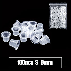 300/100pcs Plastic Disposable Tattoo Ink Cups 15/11/8mm Makeup Permanent Tattoo Pigment Clear Holder Container Caps Accessories