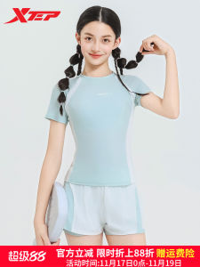 XTEP Childrens Swimsuit 2025 New Style Conservative Slimming Separate Flat Angle Girls Student Swimming Training Holiday Swimwear
