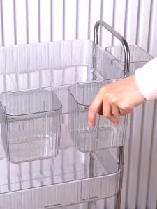 Trove Transparent Trolley Cart Organizer Rack with Wheels Kitchen With Basket Utility Trolley Cart