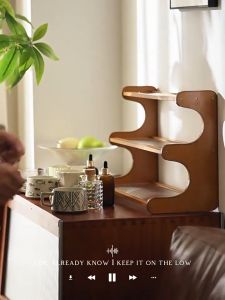 ชั้นวางของบนโต๊ะ ที่วางแก้วกาแฟ ชั้นวางอเนกประสงค์ ทำจากไม้ไผ่ ชั้นวางของในครัว ประหยัดพื้นที่ ติดตั้งง่าย