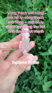 Vòng tay đá thạch anh hồng và mặt hồ ly thạch anh hồng