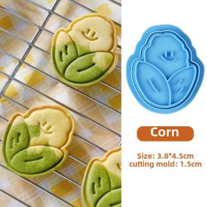 Korean Cartoon Mini Biscuit Mold Press Style 3D Baking Tools Corn Peanut Lemon Cookie Stamps Kitchen Cooking Utensils