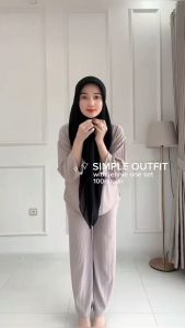 Setelan Celana Tunik Wanita Kaos Knit Hornet Import Viral kekinian Terbaru Termurah COD