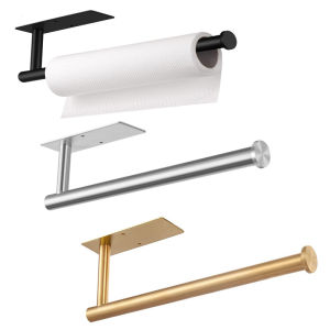 Paper Towel Holder Punch-Free Roll Paper Holder Kitchen Tissue Shelf Under Cabinet Fresh Film Tin Foil Holder Accessory