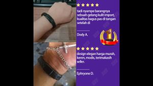 Gelang Kulit Hitam Kepang Magnet Buckle Stainless Steel | Jeepa Aksesories GK4