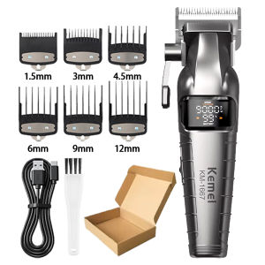 Kemei | KEMEI KM-1667 Trimmer Professional 10W 9000RPM Motor Rechargeable Hair Clippers DLC Blades LED Display Trimmer Man