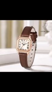 Luckyfox Jam Tangan Wanita Korea Anti Air dengan Tali Kulit (FREE BOX) COD ROMAWI