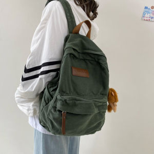 Large Capacity Canvas Backpack for Women High School Students American Style Retro Double Shoulder Bag Computer Bag Simple Design