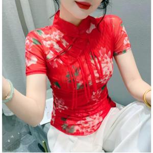 ECLAIRE 003 Blouse Blus Mesh Cheongsam Imlek CNY Chinese New Year Bunga Floral Flower Import ozzl
