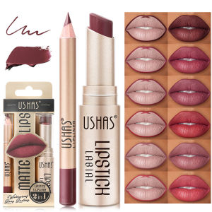 12 สี Matte ลิปสติกชุดติดทนนานลิปสติกสีแดงนู้ดพร้อม Lipliner ไม่แห้ง Easy Coloring Lip Makeup Kit