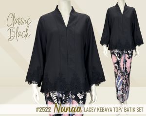 *🌟#2522 NUNAA LACEY KEBAYA TOP/ BATIK INSTANT PARIO SET*