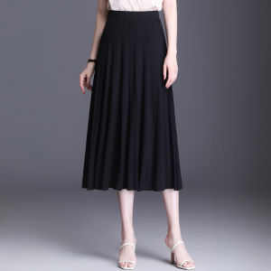 Modal Skirt Womens 2024 New Arrival Summer Plus Size Middle-Aged Ladieswear A- line Big Hem Dress Black Dancing Skirt