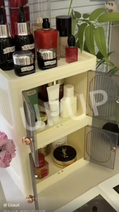 UPUP 3 Layers Desktop Cosmetics Storage Cabinet Makeup Organizer Makeup Storage Cabinet Large Capacity Foldable Storage Cabinet