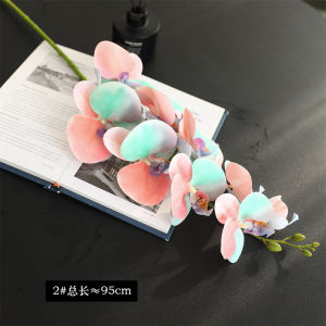 Artificial Colorful Butterfly Orchids Fake Flowers 9 Heads Phalaenopsis Amabilis Decorative Wedding Flowers Home Office Indoor Decor
